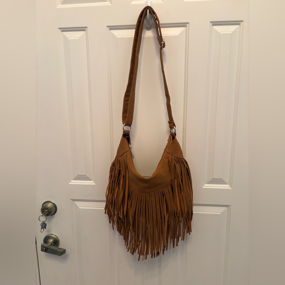 Fringe Vegan Leather Boho Shoulder Bag